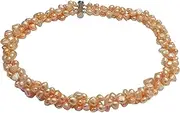 [Treasure Bay] TreasureBay FAB Three-Strand Chunky Modern Twist Cultured Freshwater Baroque Pearl Necklace with a Sliding Silver Clasp
