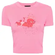 [We11done] Pink Womens Doodle Print Fitted Tee
