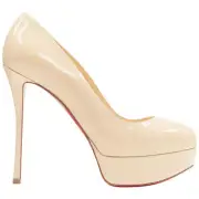 Christian Louboutin NIB Dirditta 150 Beige Patent Platform Heels Pumps 39.5