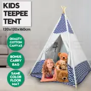 Giant Cotton Canvas Kids Teepee Children Pretend Play Tent Indoor Outdoor Party
