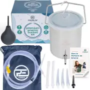 Stainless Steel Enema Bucket Kit (2 Quart) plus Douche Bulb - Reusable for Coffe