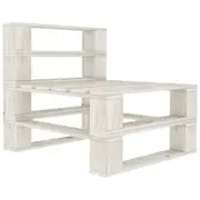 Garden Pallet Middle Sofa Wood White vidaXL