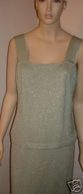 ST JOHN EVENING SEAGLASS SHIMMER TOP LONG SKIRT TWO PIECE; TOP MEDIUM / SKIRT 4
