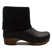 Sanita 'Alison' Roll-top Clog Boots in Black (Art:454444) - Wooden
