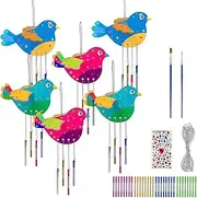 Wooden Bird Wind Chime, 3D Bird Wind Chimes Kit for Kids' Arts and Crafts Projects, Educational Toys, Easter Art Decor, DIY Paint Activity for Party Garden Decoration, Boys Girls Birthday Gifts