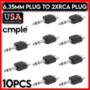 6.35mm Plug to Dual RCA Plug Adapter Stereo Audio Splitter Plug Converter 10 PCS