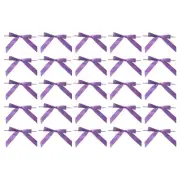 50Pcs Small Twist Tie Bows 3.5" Mini Fabric Satin Ribbon Flower Bows Purple