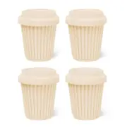 BYO Silicone Reusable Coffee Cup 230ml / 8 Oz in Lemon with Lemon Lid 4 Pack