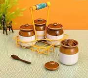 The Crafts Ceramic Pickle Jar Set with Lid 300ml pack of 4