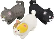 Squishy Stretchy Cat (3.5" to 6.5") Rubber Fidget Sensory Toy Filled with Sand. Great Stress Relief Cat Toy for Kids, Adults and Pets. (3 Pack
