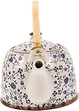 ABOOFAN Vintage Enamel Tea Kettle with Flower Pattern Decorative Water Pot for Family Gatherings and Office Use Design with Comfortable Handle for Daily Brewing and Serving