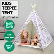 Cotton Canvas Kids Teepee Wigwam Children Pretend Play Tent Indoor Party Gift Pu