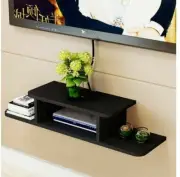 Wall Shelf Set Top Box Holder Wood Floating Shelf (Black) Wall Stand Shelf Decor