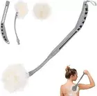 Loofah on a Stick, 20.5” Shower Sponge Back Scrubber, Exfoliation Gray