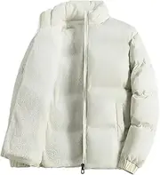 [SWEPER] Men'S Fleece Coat - Plus Size Men Fleece Lined Jackets Puffer Jacket Thicken Warm Cotton Padded Jacket Autumn Winter Stand Collar Casual Coats,Beige,6Xl