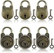 Hotop 6 Pieces Vintage Lock Antique Style Mini Archaize Padlocks Bronze Metal Key Bear Frog Small Locks with Keys for Treasure Chest Notebook Wood Box Cabinet Suitcase Luggage