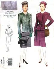 Vogue 2199 vintage pattern 1940s size 10 uncut skirt princess jacket front bow