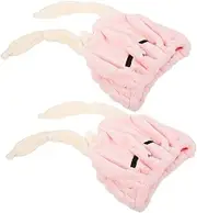 MERRYHAPY 2pcs Hair Drying Towel Shower Cap for Shower Caps Shower Cap Dry Hair Cap Cute Hair Towels Absorbent Quick Drying Cap Hair Turban Towel Kawaii Stuff Pink Fiber