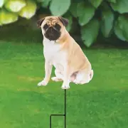 Photo Realistic Mans Best Friend Tan Pug Puppy Dog Metal Yard Garden Stake