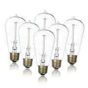 6-Pack Edison Light Bulb, Warm White 2200K Old Fashioned Incandescent Light,