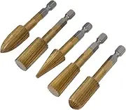 ULTECHNOVO Rotary Burr File Set 5pc Hand Tool Supplies High-Finish Burr Wood File Versatile for Drilling Shaping