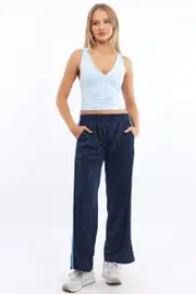 Blue Track Pants Side Stripe - Size 10S, Women's Track Long