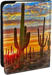 [JEJEA] Sunset Cactus in Desert Print Travel Organizer Credit Cards Case Passport BookPassport Holder Cover Wallet forTraveling,, Black, One Size