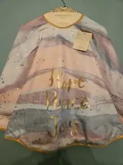 Cynthia Rowley Pastel 50” Tree Skirt with Hope Peace Joy In Gold With Tags
