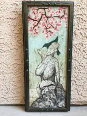 “A Bird In The Hand” By Tazz Original Mixed Media Painting Framed 21” X 9.5”
