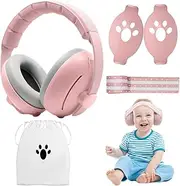 Mineup 2-in-1 Baby Ear Defenders, Noise Cancelling Headphones for Baby and Toddlers up to 5 Years, Kids Earmuffs Noise Reduction with Adjustable Headband for Improve Sleep Against Hearing Damage Pink,
