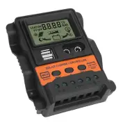 Solar Charge Controller With Dual USB Ports PWM 12V 24V Automatic Adaptation US