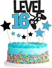 Elicola 16th Birthday Cake Toppers Level Up 16 Cake Decorations Happy 16th Birthday for Boy Birthday Game Party Supplies