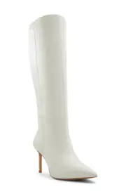 ALDO Laroche Pointed Toe Knee High Boot in White/Bone at Nordstrom, Size 10