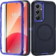 Mobile Phone Case for Samsung Galaxy A14 5G Case with Screen Protector, 360° Shockproof Robust Armour Case for Samsung A14 5G Case Cover Protective Case with Magnetic (Blue, for Samsung Galaxy A14)