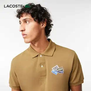 【LACOSTE】男裝-棉質網眼徽章短袖Polo衫(咖啡色)