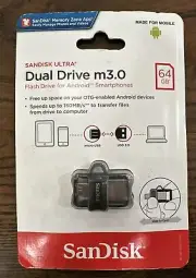 SanDisk - Ultra 64GB USB 3.0, Micro USB Flash Drive - Gray / Transparent