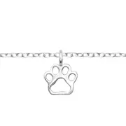 Sterling Silver Paw Print Anklet