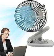 Clip Fan | USB Rechargeable Small Personal Fan with Clip,Decorative 3 Speed Adjustable Summer Supplies, Multifunctional Night Light Cooling Fan for Study Room, Car