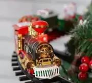 Santa Claus Electric Train Set with Music - Battery-Powered, Realistic Sound