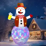 8FT Funny Christmas Inflatable Outdoor Decoration, Giant Western Snowman Infl...