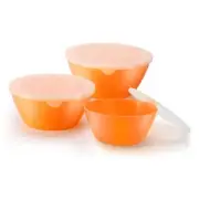 Mixing Bowls with Lids Set of 3，Lightweight Mixing Bowl with lid，Nesting Orange