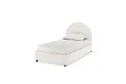 Lunia Boucl Bed Frame w/ Gas Lift Storage - Cream White - Single