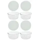 Pyrex (4) 7203 7-Cup Glass Bowls & (4) 7402-PC Sage Green Lids
