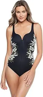 [Miraclesuit] Nefertiti Temptress Women's Plunge Neck One Piece Swimsuit, Size