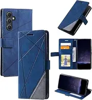 Design Piece of Leather-Like Wallet Phone Case for Samsung Galaxy A54 with Card Slots, Cash Pocket, Kickstand and Magnetic Lock (Darkblue)