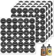 Spice Jar Labels, 180 Pcs Kitchen Jar Stickers, Seasoning Labels for Round or Rectangular Jars (Black)