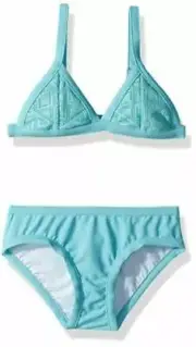 Seafolly Girls' Big Tri Kini Swimsuit, Aqua Sky, 10