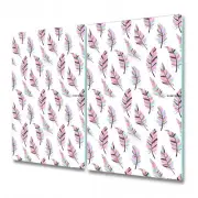 Glass Bread Board Induction Ceramic Hob Cover Feathers pink and white 2x30x52