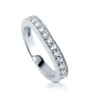 Sterling Silver .925 CZ Curved Anniversary Promise Wedding Band Ring Size 4-10