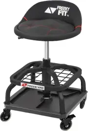 Rolling Shop Stool with Wheels, Garage Work Mechanic Stool with Backrest, Roller